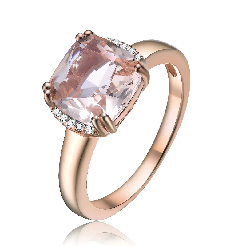 Don't Miss Out – Shop Elegant Jewelry For Less Square Shaped Morganite Cubic Zirconia Rose Gold Plated Ring Don't Miss Out – Shop Elegant Jewelry For Less Square Shaped Morganite Cubic Zirconia Rose Gold Plated Ring