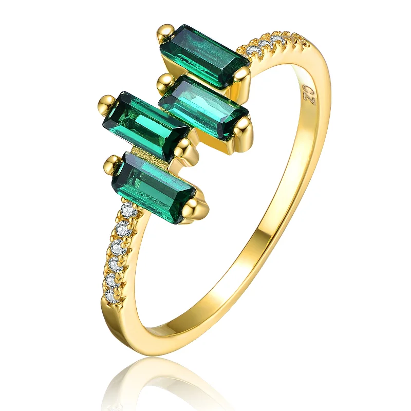 Affordable Luxury Jewelry – Style At A Great Price Sterling Silver 14K Gold Plated and Emerald Cubic Zirconia Modern Ring Affordable Luxury Jewelry – Style At A Great Price Sterling Silver 14K Gold Plated and Emerald Cubic Zirconia Modern Ring