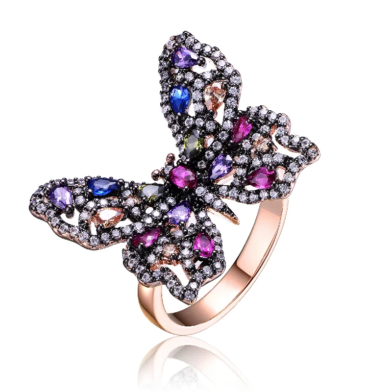 Affordable Gold-Plated Jewelry For Modern Fashion Louise Black Butterfly Ring