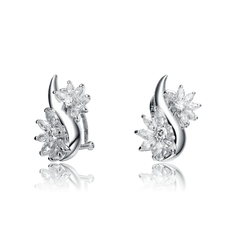 Handcrafted Beauty At Affordable Prices Sterling Silver Clear Swirl Burst Earrings Handcrafted Beauty At Affordable Prices Sterling Silver Clear Swirl Burst Earrings