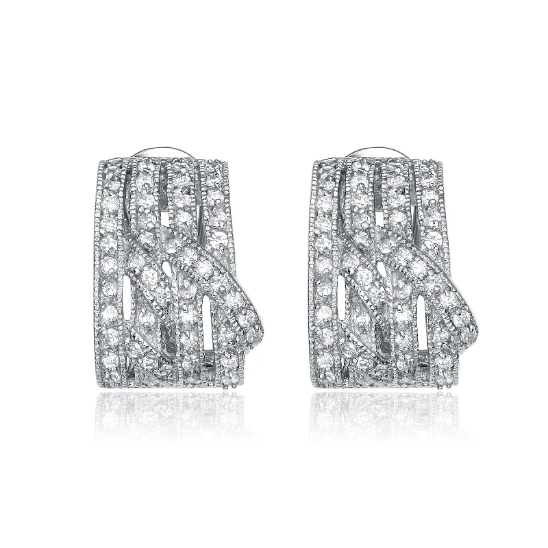 Clearance Sale On High-End Jewelry Collections Sterling Silver Cubic Zirconia Four Column Earrings Clearance Sale On High-End Jewelry Collections Sterling Silver Cubic Zirconia Four Column Earrings