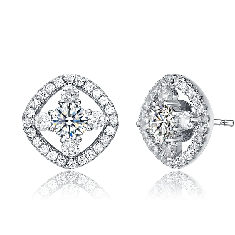 Fashion-Forward Jewelry At Incredible Prices Sterling Silver Cubic Zirconia Open Shape Knob Limited Time Special Earrings