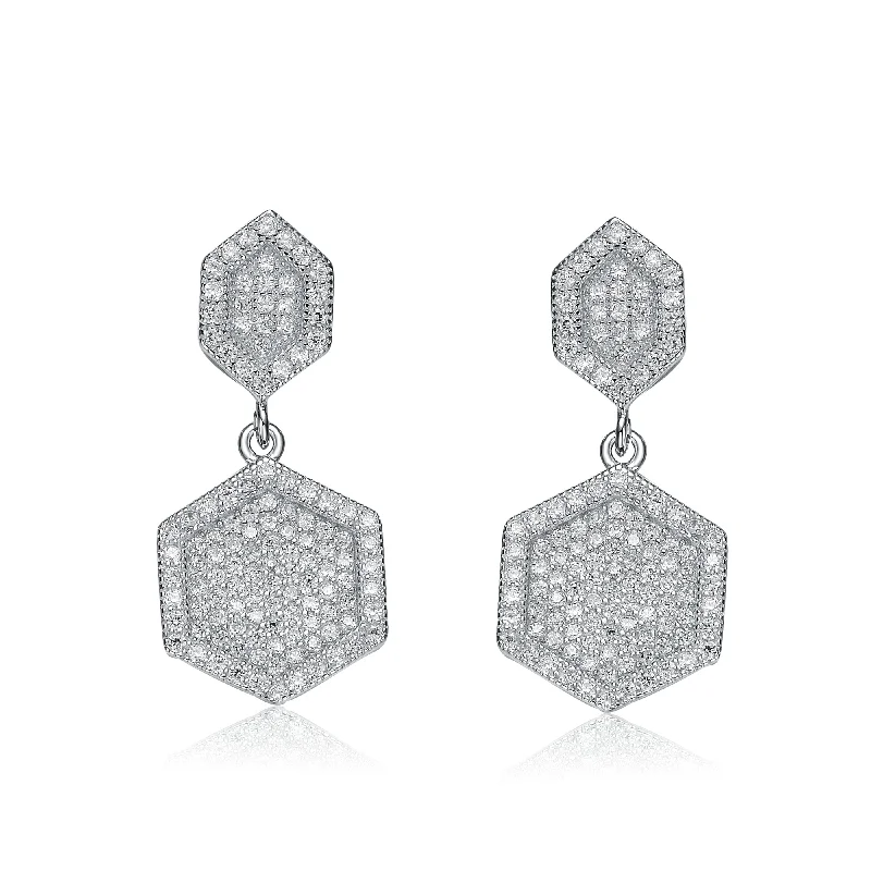 The Perfect Jewelry Piece At The Perfect Price Sterling Silver Cubic Zirconia Pentagon-shaped Drop Earrings The Perfect Jewelry Piece At The Perfect Price Sterling Silver Cubic Zirconia Pentagon-shaped Drop Earrings