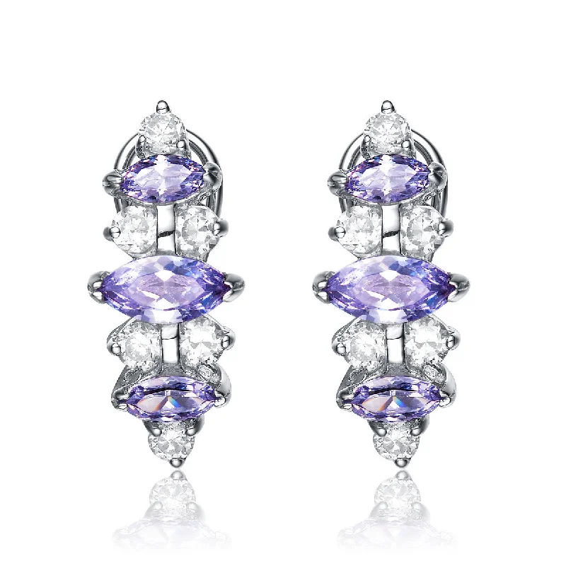 Timeless Elegance At Unbelievable Discounts Sterling Silver Cubic Zirconia Purple Earrings Timeless Elegance At Unbelievable Discounts Sterling Silver Cubic Zirconia Purple Earrings