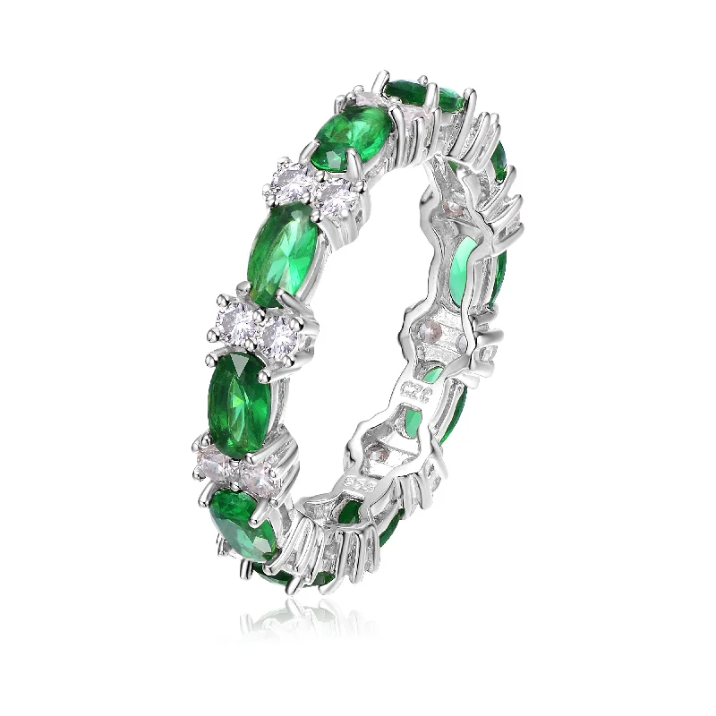 Shop High-Quality Jewelry At Jaw-Dropping Discounts Sterling Silver White Gold Plated with Emerald & Cubic Zirconia Chunky Eternity Band Ring Shop High-Quality Jewelry At Jaw-Dropping Discounts Sterling Silver White Gold Plated with Emerald & Cubic Zirconia Chunky Eternity Band Ring