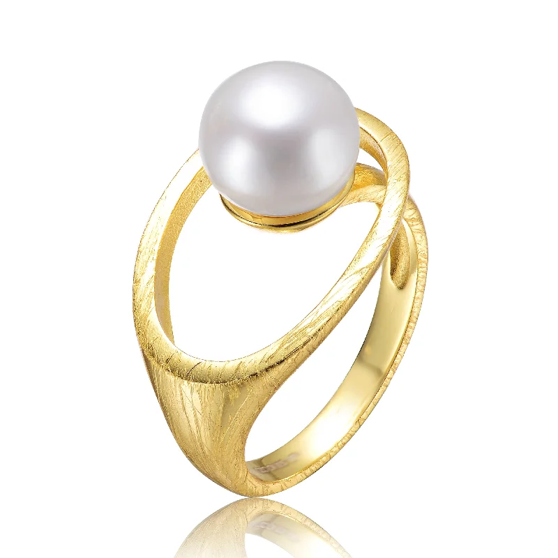 Final Call – Shop Exquisite Jewelry Before It's Gone Delphine Brushed Edges Golden Pearl Ring Final Call – Shop Exquisite Jewelry Before It's Gone Delphine Brushed Edges Golden Pearl Ring