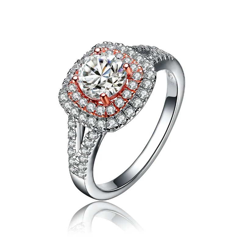 Shop Elegant Jewelry At Unbeatable Prices Sterling Silver Rose Gold Overlay Accent Cubic Zirconia Ring Shop Elegant Jewelry At Unbeatable Prices Sterling Silver Rose Gold Overlay Accent Cubic Zirconia Ring
