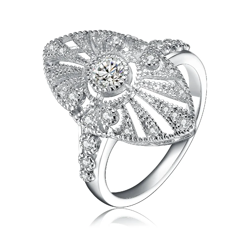 Exclusive Online Discounts On Stylish Jewelry Sterling Silver Clear Round Cubic Zirconia Filigree Ring Exclusive Online Discounts On Stylish Jewelry Sterling Silver Clear Round Cubic Zirconia Filigree Ring