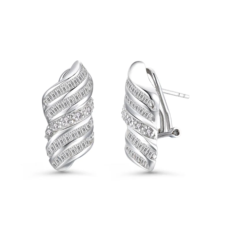 Dainty And Elegant Jewelry Now At Reduced Prices Sterling Silver Twisted Hoop Earrings with Pave-Set Cubic Zirconia Dainty And Elegant Jewelry Now At Reduced Prices Sterling Silver Twisted Hoop Earrings with Pave-Set Cubic Zirconia