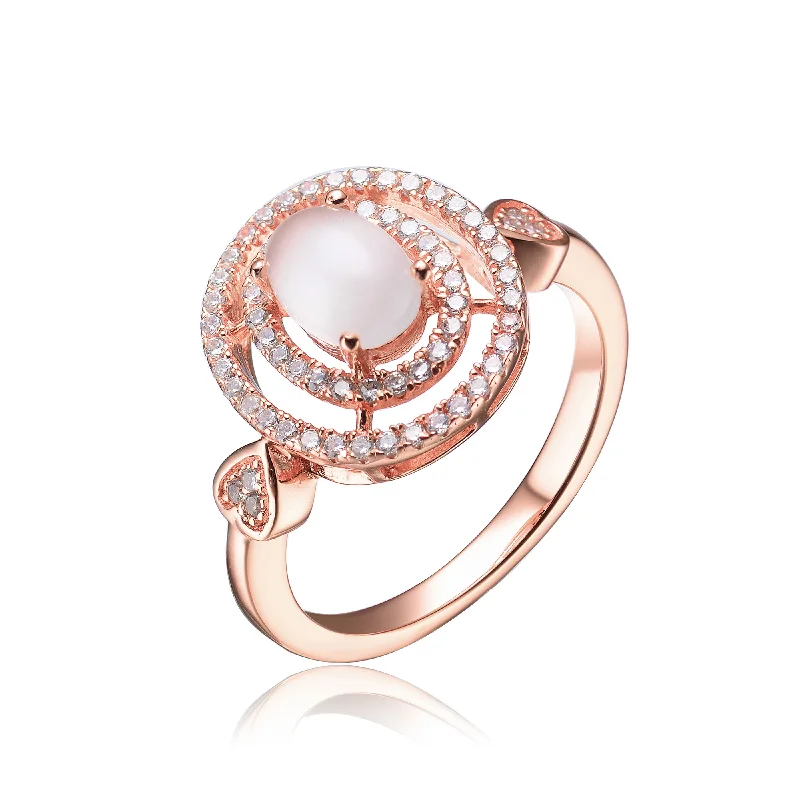Luxury Jewelry At Unbeatable Discounts Sterling Silver White Cubic Zirconia Rose Plating Clear Pearl Ring Luxury Jewelry At Unbeatable Discounts Sterling Silver White Cubic Zirconia Rose Plating Clear Pearl Ring