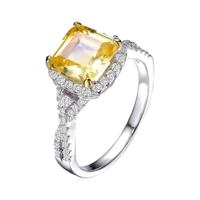 Grab Your Favorite Jewelry At The Lowest Prices Sterling Silver with Rhodium Plated Yellow Cushion Cubic Zirconia with Clear Round Cubic Zirconias Accent Twisted Ring Grab Your Favorite Jewelry At The Lowest Prices Sterling Silver with Rhodium Plated Yellow Cushion Cubic Zirconia with Clear Round Cubic Zirconias Accent Twisted Ring