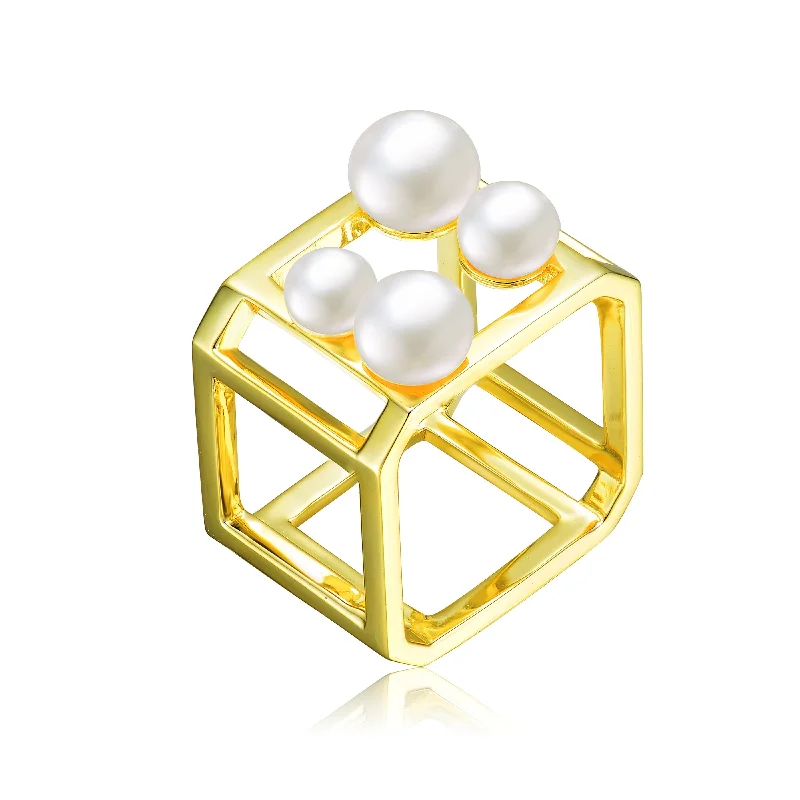 Final Call For Exquisite Jewelry At Reduced Rates Delphine Four Pearl Golden Geometric Ring Final Call For Exquisite Jewelry At Reduced Rates Delphine Four Pearl Golden Geometric Ring