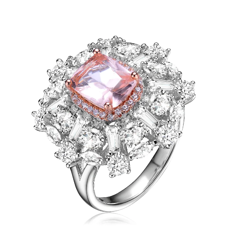 Special Offers On Handcrafted And Designer Jewelry Sterling Silver with Rose Gold Plated Morganite Cubic Zirconia Coctail Ring Special Offers On Handcrafted And Designer Jewelry Sterling Silver with Rose Gold Plated Morganite Cubic Zirconia Coctail Ring