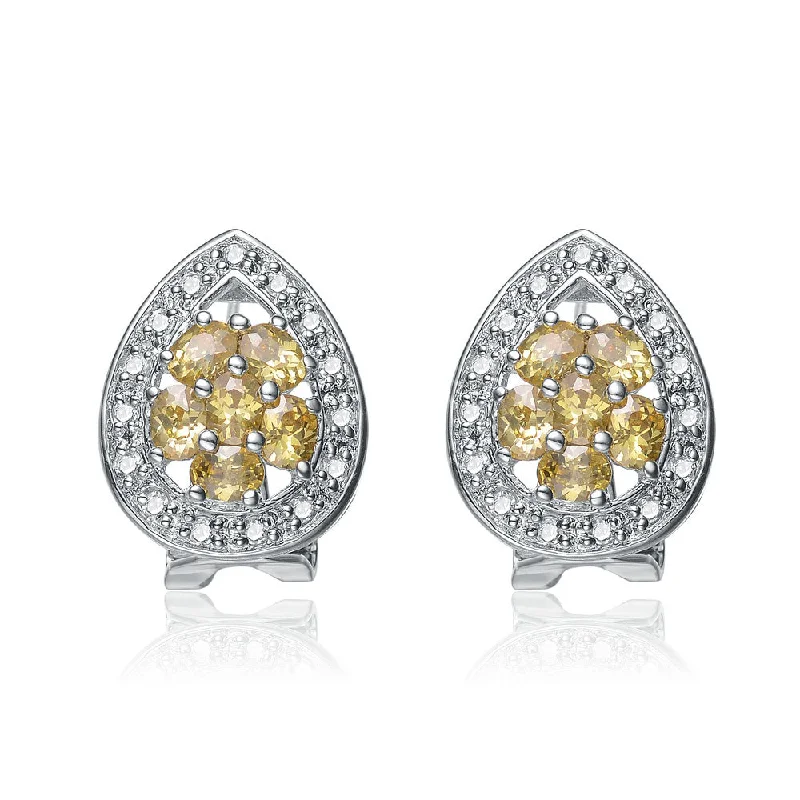 Stunning Statement Jewelry, Unbeatable Discounts Sterling Silver Yellow Cubuic Zirconia Teardrop Earrings