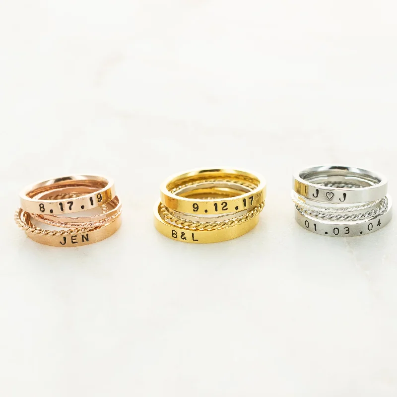 Bohemian-Inspired Jewelry For Free-Spirited Fashion The Elizabeth Hand Stamped Ring Stack Bohemian-Inspired Jewelry For Free-Spirited Fashion The Elizabeth Hand Stamped Ring Stack