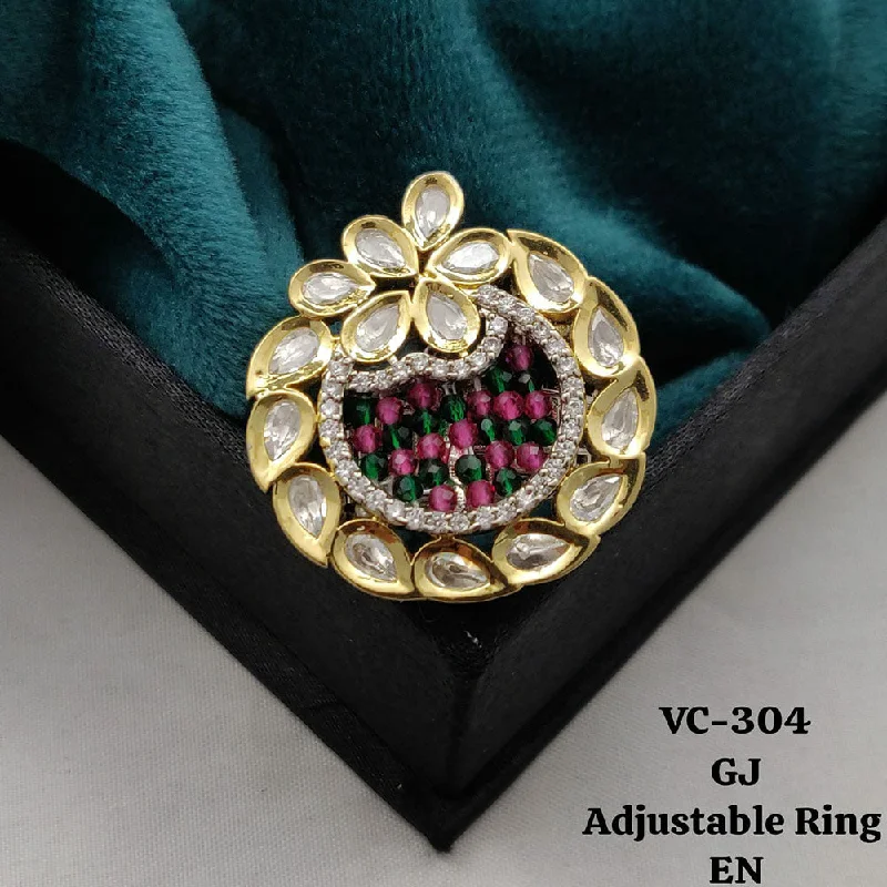 Buy More, Save More On Stunning Jewelry Pieces Vivah Creations Gold Plated Kundan Stone Adjustable Ring