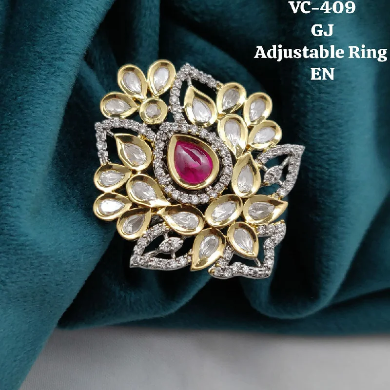 Trending Jewelry Now At Unbeatable Prices Vivah Creations Gold Plated Kundan Stone Adjustable Ring Trending Jewelry Now At Unbeatable Prices Vivah Creations Gold Plated Kundan Stone Adjustable Ring
