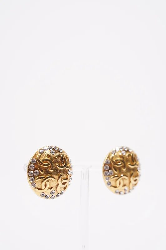 Romantic Heart-Shaped Jewelry For Special Gifts Chanel Womens CC with Crystals Earrings Gold Finish Base Metal 1980-90 Romantic Heart-Shaped Jewelry For Special Gifts Chanel Womens CC with Crystals Earrings Gold Finish Base Metal 1980-90