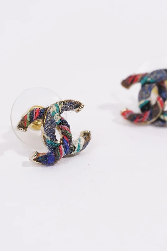 Luxury Jewelry Now At Special Promotional Rates Chanel Womens Tweed CC Earrings Multicolour Luxury Jewelry Now At Special Promotional Rates Chanel Womens Tweed CC Earrings Multicolour