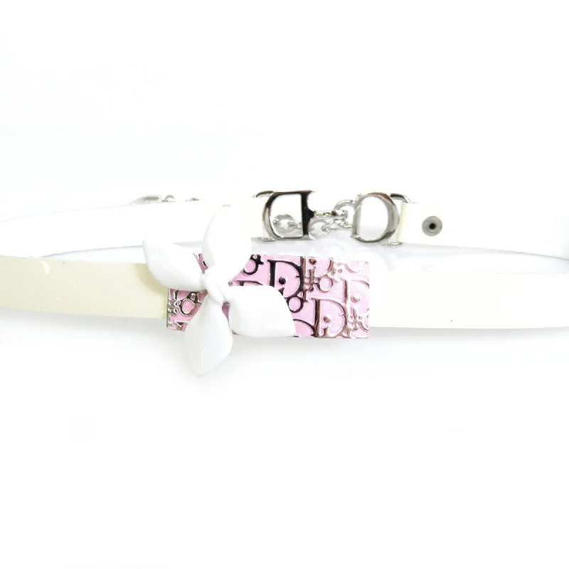 Chic, Trendy, And Affordable Jewelry Sale CHRISTIAN DIOR Choker Necklace Trotter Flower Leather/Metal Off-White/Pink/Silver Women's e55784f Chic, Trendy, And Affordable Jewelry Sale CHRISTIAN DIOR Choker Necklace Trotter Flower Leather/Metal Off-White/Pink/Silver Women's e55784f