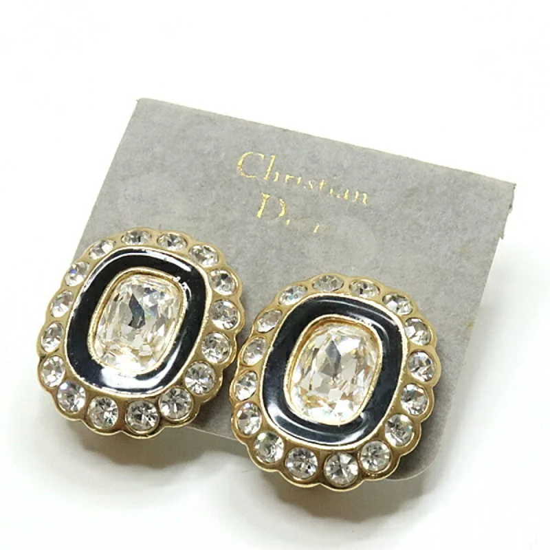 Limited Stock On Premium Jewelry At Low Prices Christian Dior Crystal Earrings Flower Motif Metal/Enamel/Rhinestone Gold/Black/Clear Clip Type Rubber Pad Lost Limited Stock On Premium Jewelry At Low Prices Christian Dior Crystal Earrings Flower Motif Metal/Enamel/Rhinestone Gold/Black/Clear Clip Type Rubber Pad Lost
