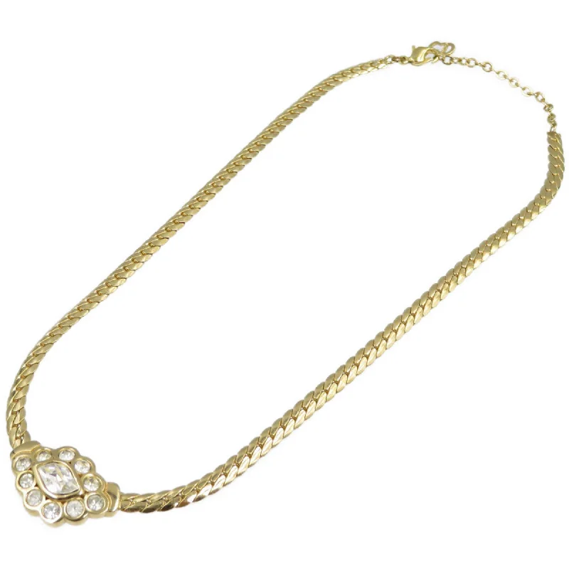 Handcrafted Beauty At Affordable Prices CHRISTIAN DIOR Metal Rhinestone Gold Necklace Choker