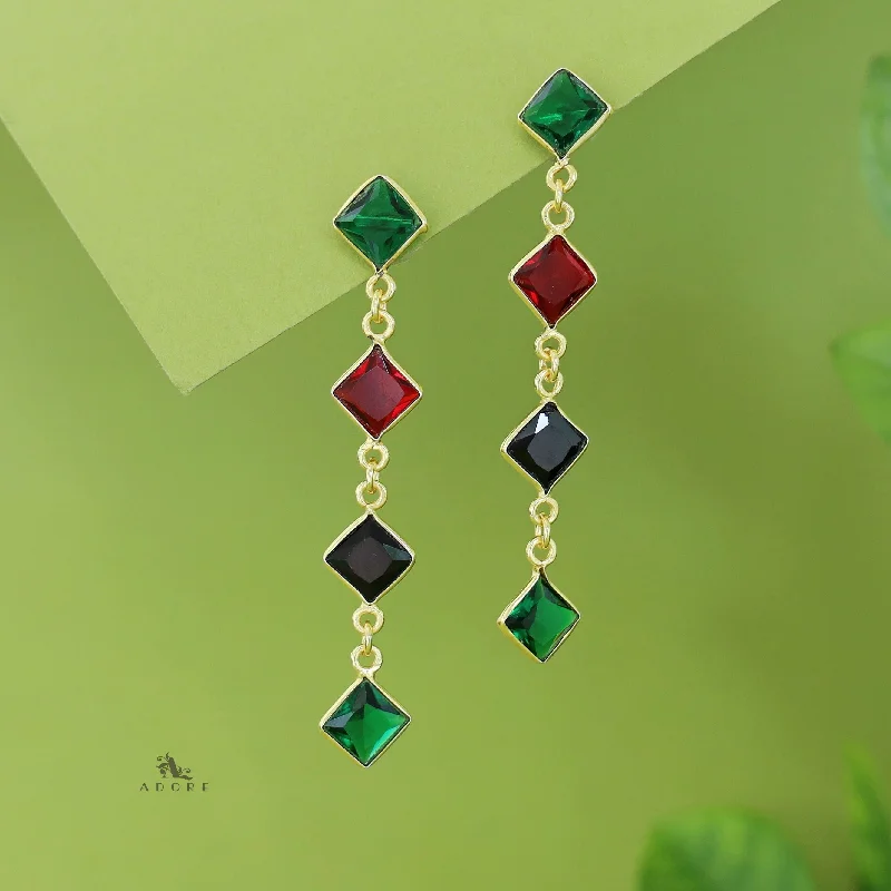 Must-Have Jewelry Pieces At Reduced Prices Golden Long Diamond Glossy Stone Earring Must-Have Jewelry Pieces At Reduced Prices Golden Long Diamond Glossy Stone Earring