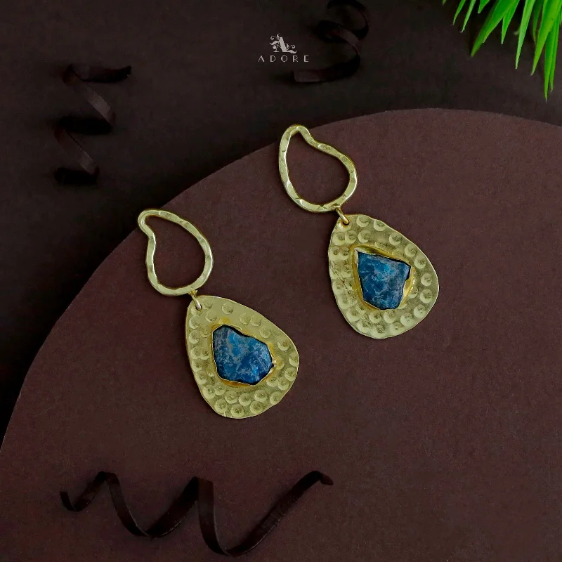 Special Deals On Handcrafted And Designer Jewelry Golden Hammered And Textured Raw Stone Earring Special Deals On Handcrafted And Designer Jewelry Golden Hammered And Textured Raw Stone Earring