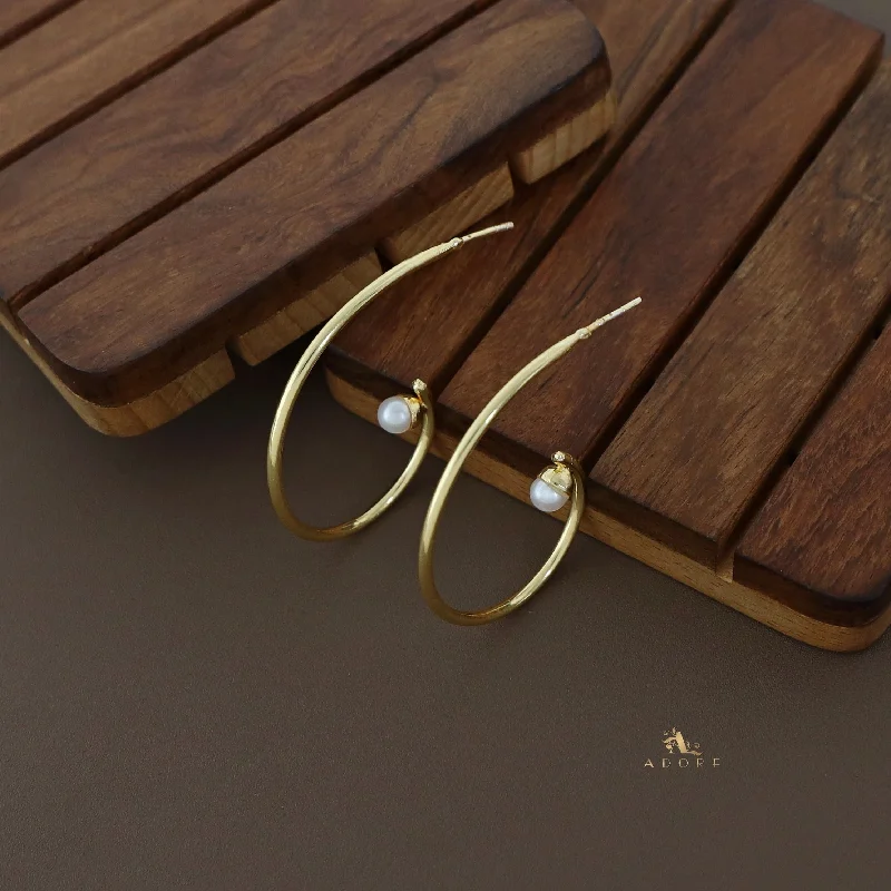 Trendy Minimalist Jewelry For Everyday Wear Golden Six Hoop Pearl Earring