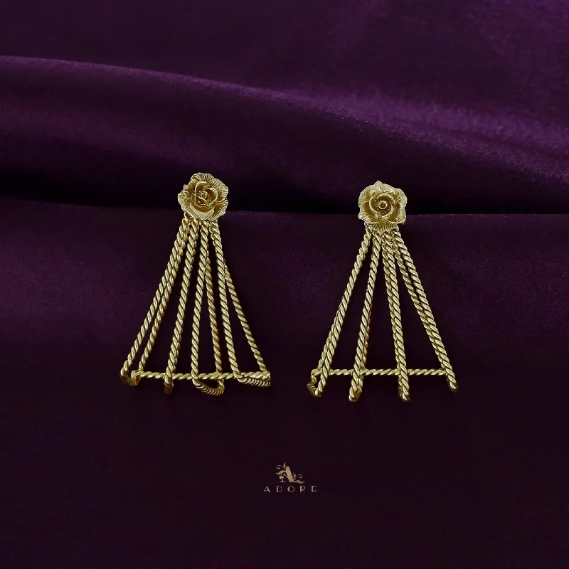 Shine Bright With Our Special Jewelry Promotions Golden Twisted Triangle And Flower Earring Shine Bright With Our Special Jewelry Promotions Golden Twisted Triangle And Flower Earring
