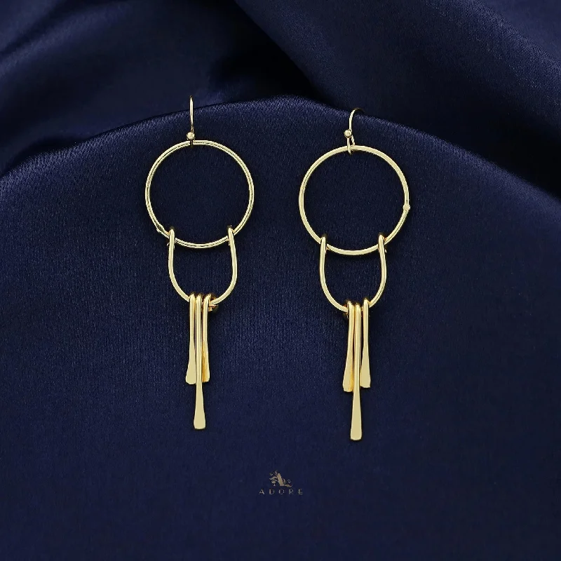 Fashion-Forward Jewelry At Exclusive Discounts Tri Stick Golden Circle Swing Drop Earring