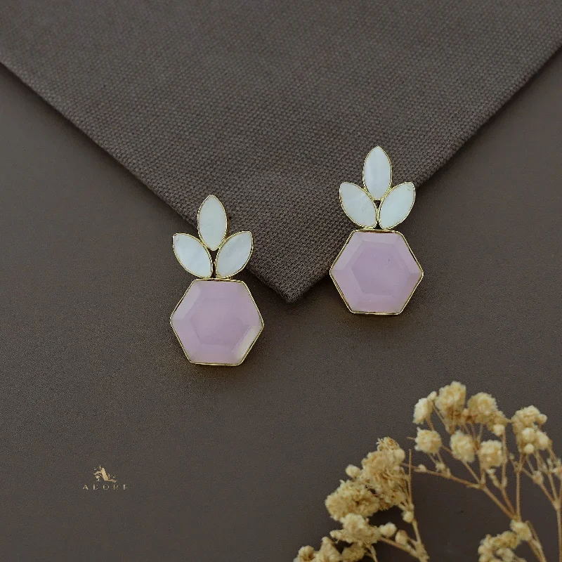 Get The Jewelry You Love At A Price You Love Varnika Tri MOP Drops Hexagon Glossy Stone Earring Get The Jewelry You Love At A Price You Love Varnika Tri MOP Drops Hexagon Glossy Stone Earring
