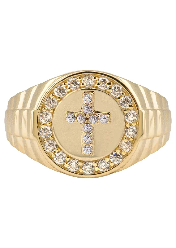 Trending Jewelry Now At Unbeatable Prices 10K Gold Cz Cross Ring For Men | 2.6 Grams