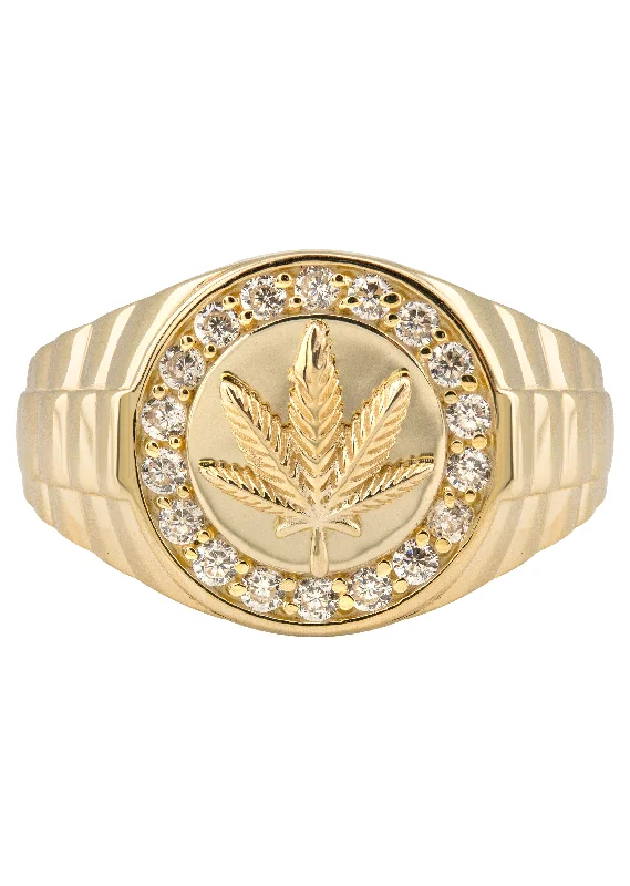 Stunning Jewelry Pieces At The Lowest Prices Ever 10K Gold Cz Marihuana Leaf Ring For Men | 2.6 Grams Stunning Jewelry Pieces At The Lowest Prices Ever 10K Gold Cz Marihuana Leaf Ring For Men | 2.6 Grams