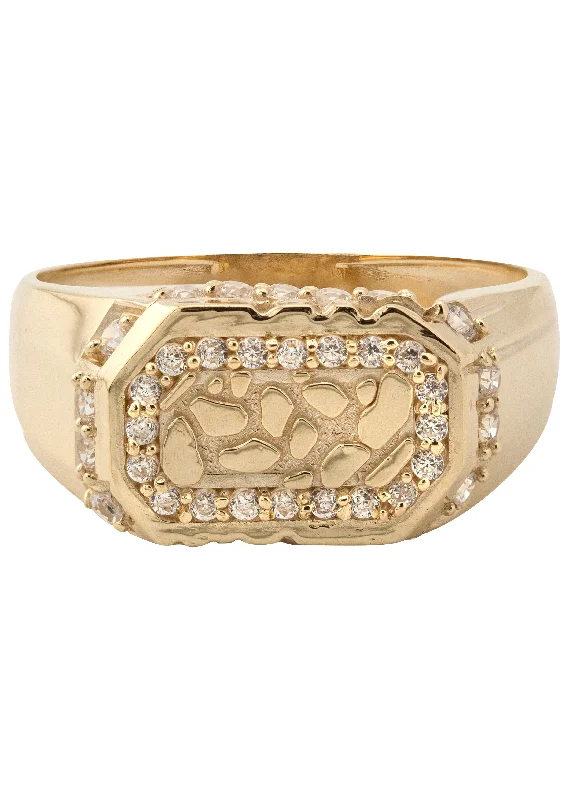 Premium Diamond Jewelry For Unforgettable Moments 10K Gold Cz Nugget Ring For Men | 2.3 Grams Premium Diamond Jewelry For Unforgettable Moments 10K Gold Cz Nugget Ring For Men | 2.3 Grams