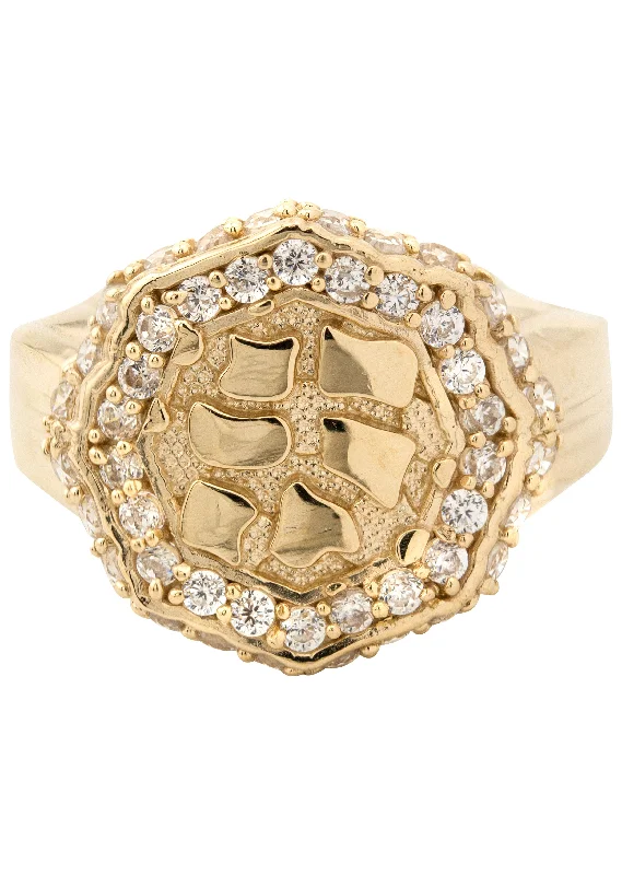 Luxury Handcrafted Jewelry For Elegant Looks 10K Gold Cz Nugget Ring For Men | 3 Grams Luxury Handcrafted Jewelry For Elegant Looks 10K Gold Cz Nugget Ring For Men | 3 Grams