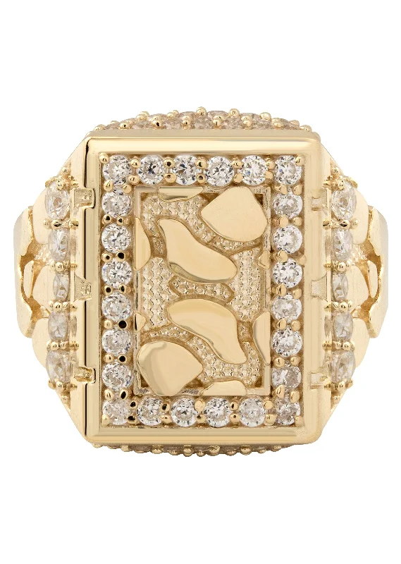Versatile Layering Jewelry For Effortless Chic 10K Gold Cz Nugget Ring For Men | 4.7 Grams Versatile Layering Jewelry For Effortless Chic 10K Gold Cz Nugget Ring For Men | 4.7 Grams