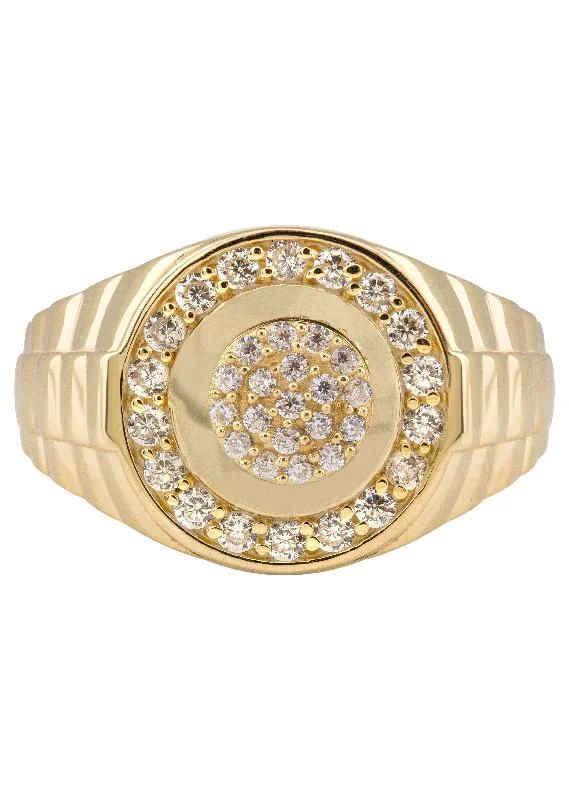 Everyday Jewelry Essentials Now On Sale 10K Gold Cz Pinky Ring For Men | 2.6 Grams