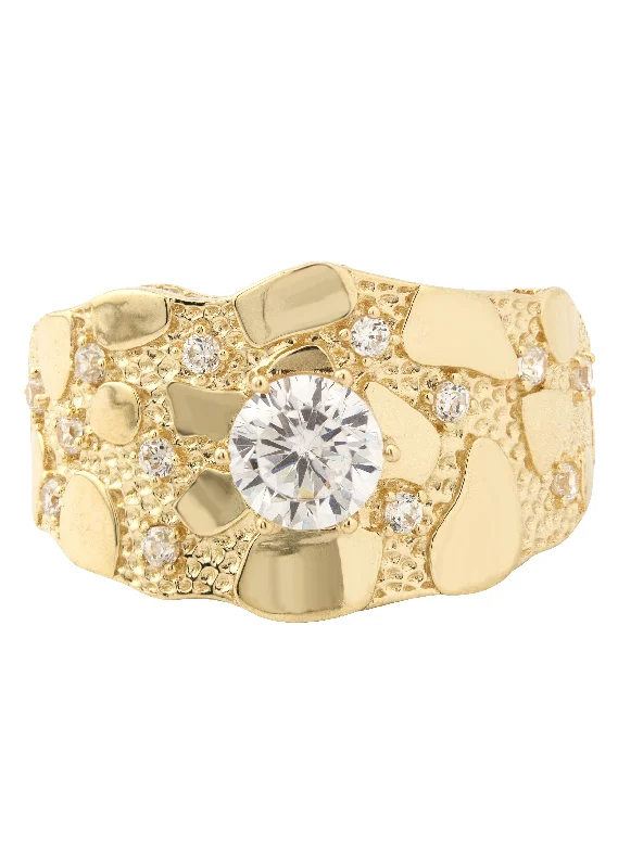 High-Quality Gemstone Jewelry For Special Occasions 10K Gold Cz Nugget Ring For Men | 4.4 Grams High-Quality Gemstone Jewelry For Special Occasions 10K Gold Cz Nugget Ring For Men | 4.4 Grams