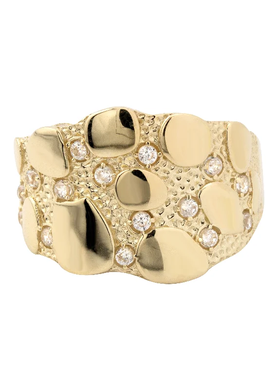Waterproof Stainless Steel Jewelry For Lasting Beauty 10K Gold Cz Nugget Ring For Men | 6 Grams Waterproof Stainless Steel Jewelry For Lasting Beauty 10K Gold Cz Nugget Ring For Men | 6 Grams