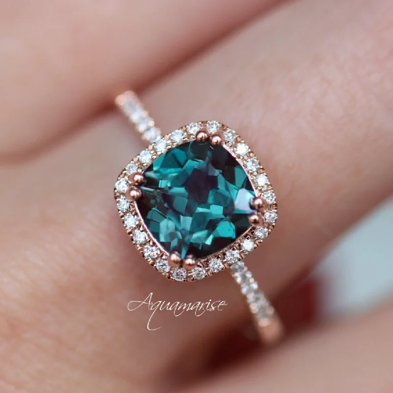 Jewelry Clearance Event – Stock Up Before It's Over Sienna Cushion Cut Alexandrite Engagement Ring- 14K Solid Rose Gold Jewelry Clearance Event – Stock Up Before It's Over Sienna Cushion Cut Alexandrite Engagement Ring- 14K Solid Rose Gold