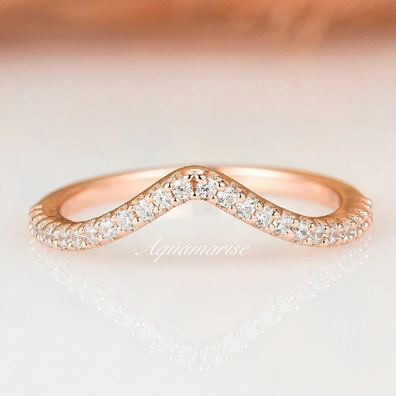 Don't Miss Out – Shop Elegant Jewelry For Less Diamond or Moissante Curved Wedding Band- 14K Solid Rose Gold