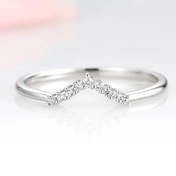 The Jewelry Sale You've Been Waiting For Is Here Petite Chevron Diamond Wedding Band- 14K White Gold The Jewelry Sale You've Been Waiting For Is Here Petite Chevron Diamond Wedding Band- 14K White Gold