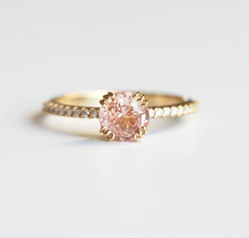 Handcrafted Beauty At Affordable Prices Hera Peach Sapphire Diamond Ring