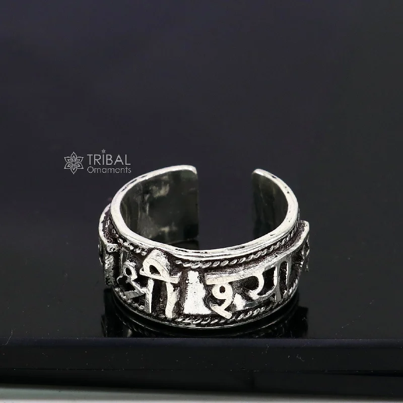 Once-A-Year Jewelry Deals – Shop Before They’Re Gone 925 sterling silver 12mm wide solid handmade Adjustable idol Krishna mantra "Jai Shri Shyam" ring band, thumb ring oxidized jewelry sr380 Once-A-Year Jewelry Deals – Shop Before They’Re Gone 925 sterling silver 12mm wide solid handmade Adjustable idol Krishna mantra "Jai Shri Shyam" ring band, thumb ring oxidized jewelry sr380