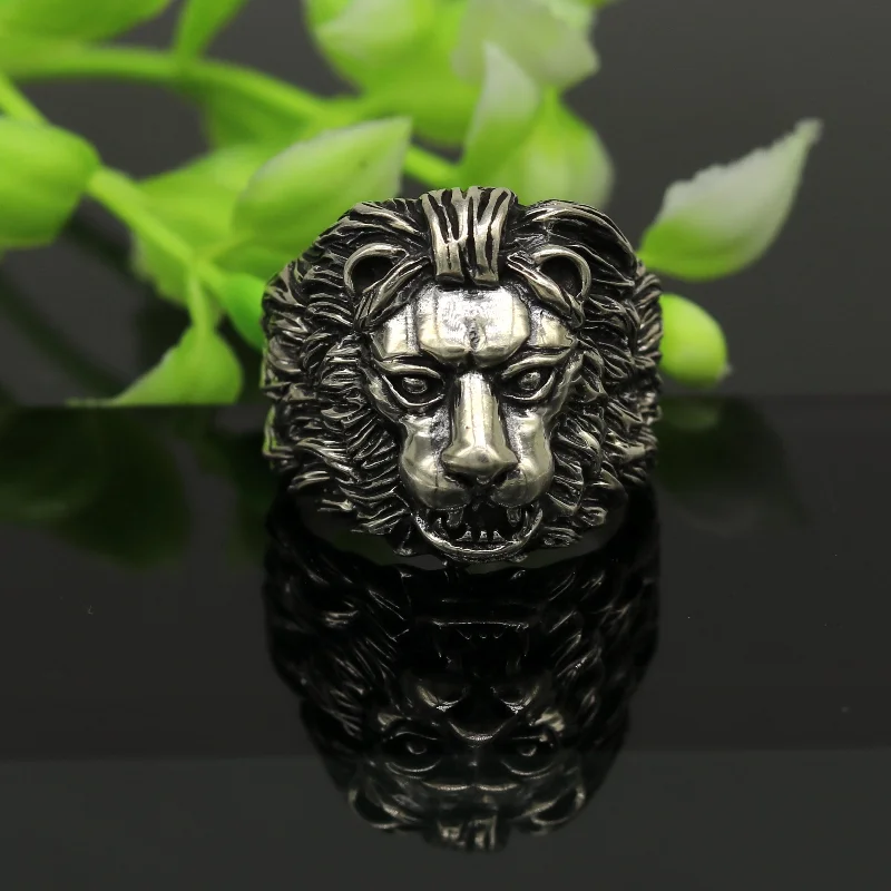 Personalized Jewelry Sale – Meaningful Gifts At Great Prices 925 sterling silver handmade excellent lion face vintage stylish ring band unisex customized jewelry from Rajasthan india sr0275