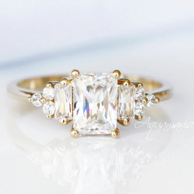 Bohemian-Inspired Jewelry For Free-Spirited Fashion Amelia Moissanite Engagement Ring- 14K Solid Yellow Gold Ring Bohemian-Inspired Jewelry For Free-Spirited Fashion Amelia Moissanite Engagement Ring- 14K Solid Yellow Gold Ring