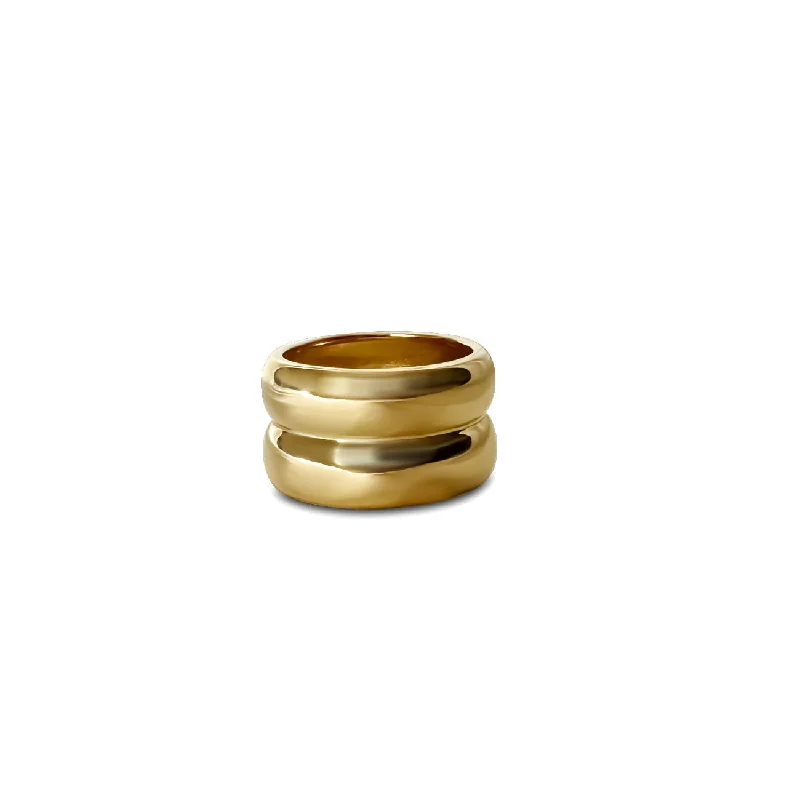 Adjustable Charm Bracelets For A Perfect Fit Double Dome 18K Gold Plated Ring