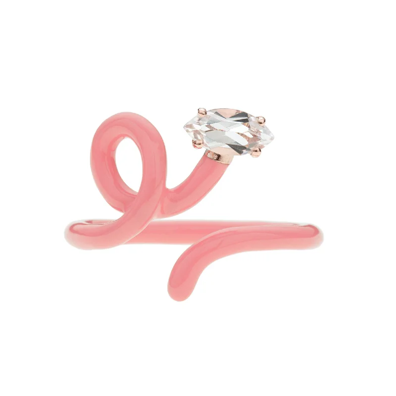 Dainty Floral Jewelry For Feminine Elegance Baby Vine Tenrdil 9K Rosegold Ring w. Crystal Dainty Floral Jewelry For Feminine Elegance Baby Vine Tenrdil 9K Rosegold Ring w. Crystal
