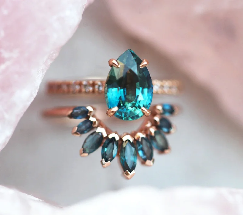 Get The Sparkle You Love At Prices You Adore Brene Teal Sapphire Diamond Ring Set